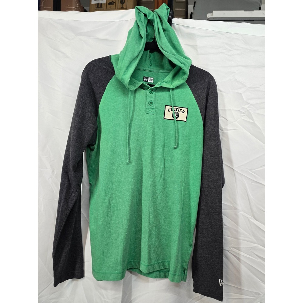 New Era Boston Celtics Raglan Long Sleeve Hoodie‎ Green Grey Mens M